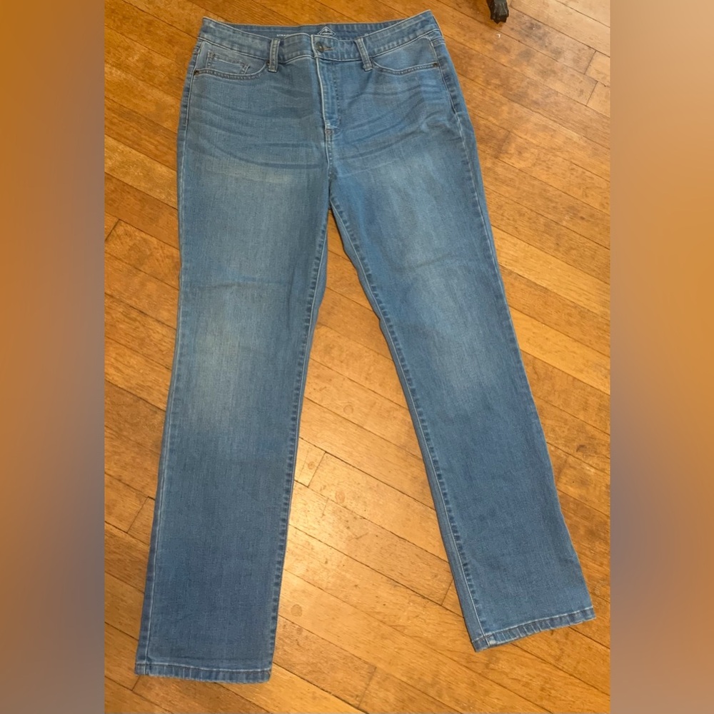 St Johns Bay Womens Light Wash Blue Straight Leg Jeans Size 12